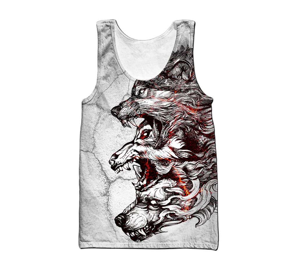 Three Gray Wolfs White Tattoo 3D All Over Printed Unisex Shirts
