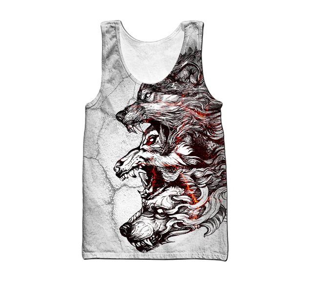 Three Gray Wolfs White Tattoo 3D All Over Printed Unisex Shirts