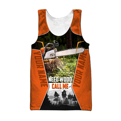 3D Chainsaw Logger Custom Name Unisex Shirts Pi16102004