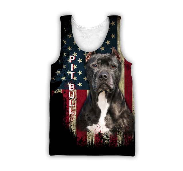 Pit Bull Terrier American Flag 3D All Over Print Hoodie