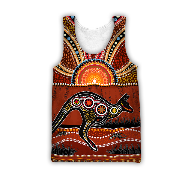 Aboriginal Australia Kangaroo running Lizard Art shirts for men and women TR2606205S