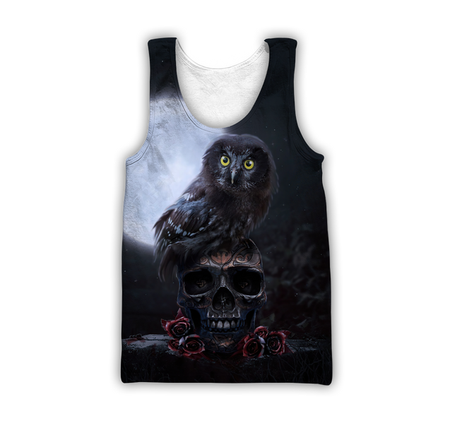 Skull And Owl All Over Printed Hoodie For Men And Women MEI