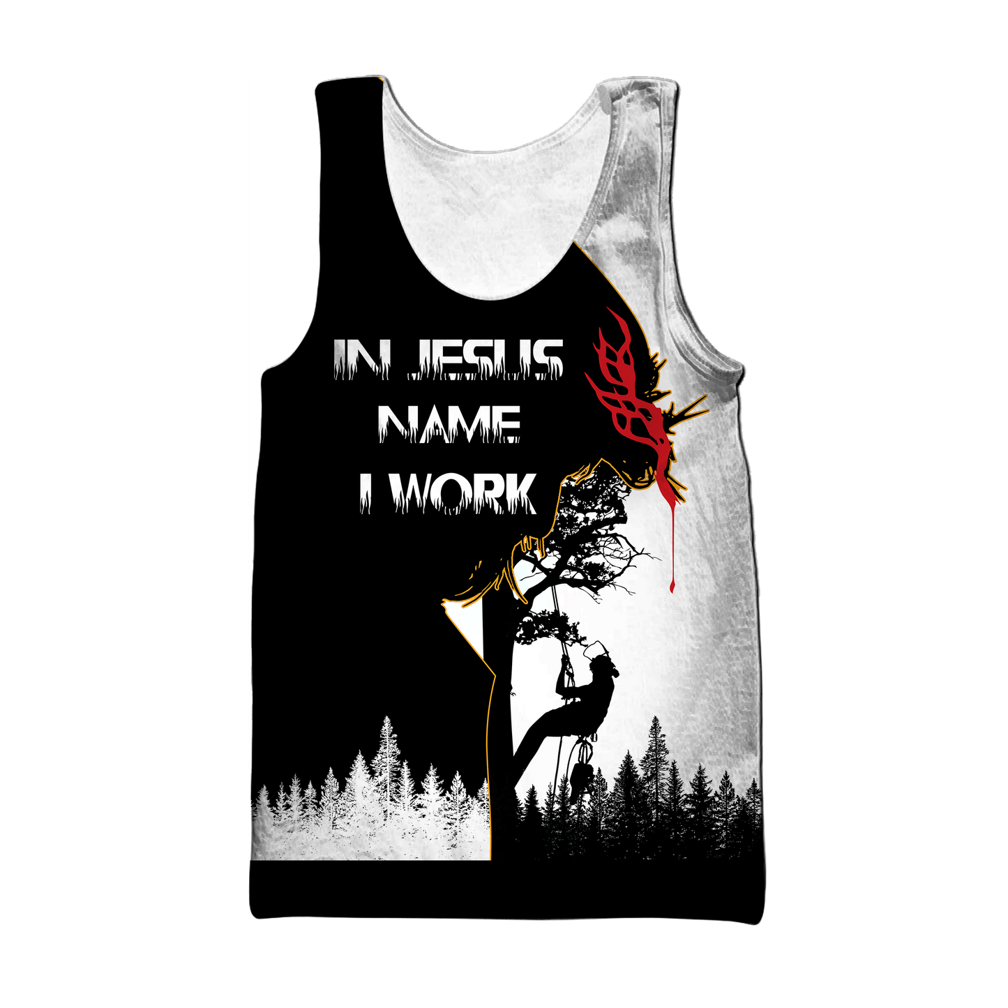 Premium Unisex All Over Printed In Jesus Name I Work Arborist Shirts MEI