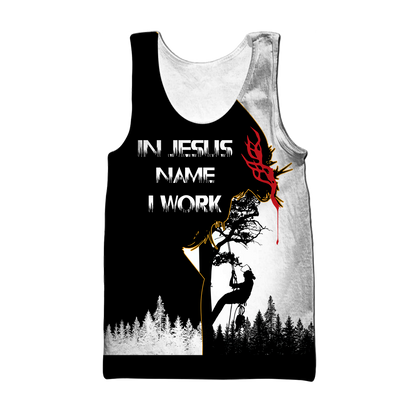 Premium Unisex All Over Printed In Jesus Name I Work Arborist Shirts MEI