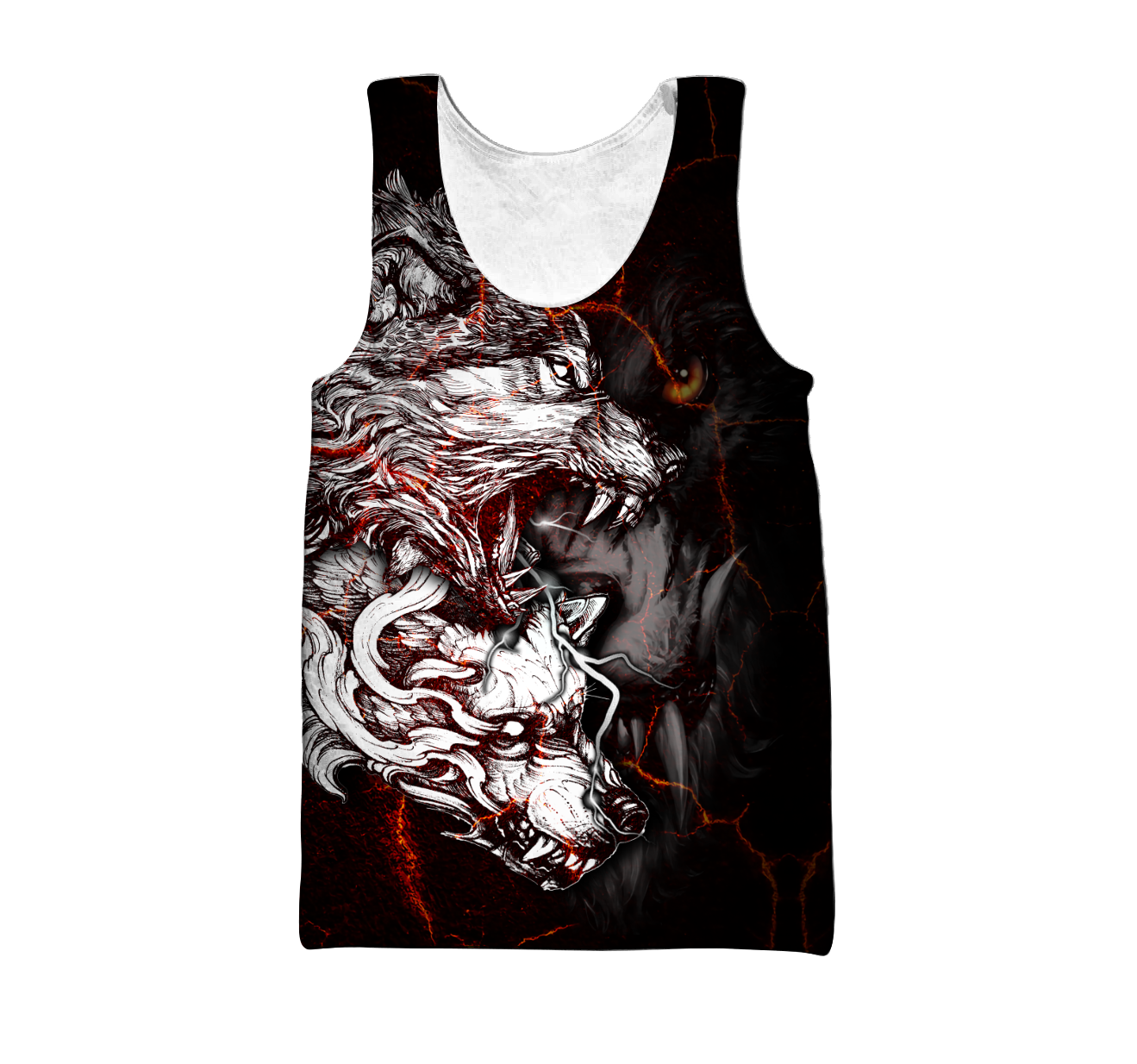 Red Thunder Wolf Tattoo All Over Printed Unisex Shirt