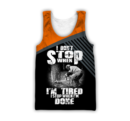Logger Chainsaw I'm Stop When I Am Done Orange Unisex Shirts