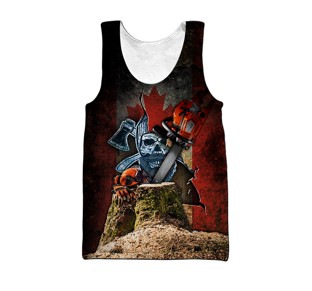 Beautiful Chainsaw Canadian Flag Art 3D All Over Printed Shirts Pi281102-Apparel-MP-Tank Top-S-Vibe Cosy™