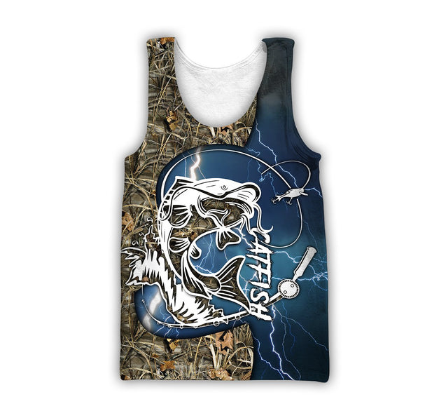 Catfish fishing Blue tattoos camo 3d shirts for men and women TR300303 - Amaze Style™-Apparel