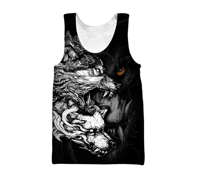 Wolf Tattoo Over Printed Shirt For Men and Women