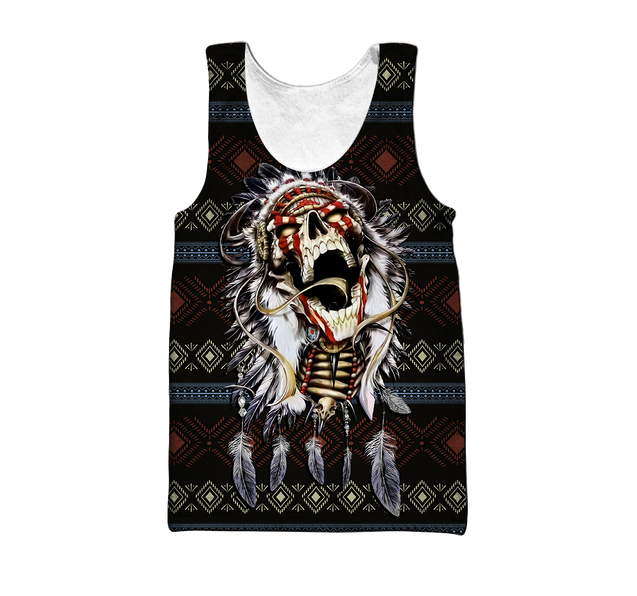 Love skull native 3D all over printed for man and women QB06122002-Apparel-PL8386-Tank Top-S-Vibe Cosy™