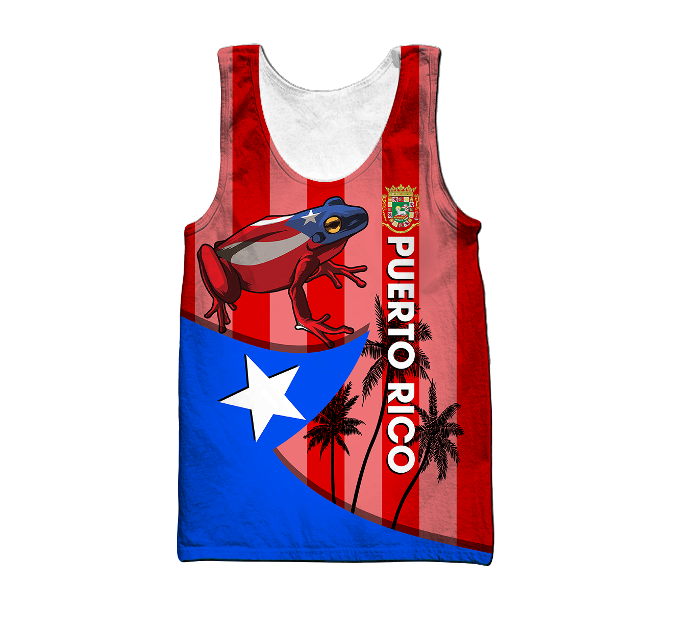 Puerto Rico Caribbean Frog Shirts TH20061608S-Apparel-TQH-Tank Top-S-Vibe Cosy™