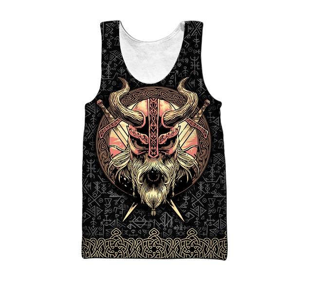 Love Skull Viking 3D all over printed for man and women QB06062004-Apparel-PL8386-Tank Top-S-Vibe Cosy™