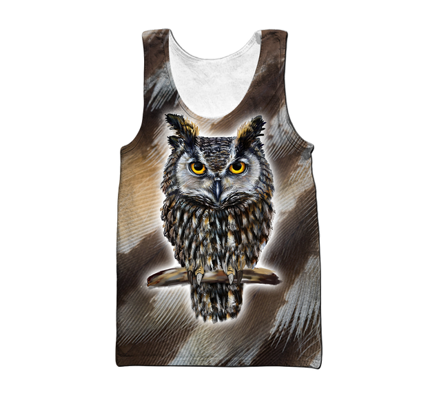 Owl 3d hoodie shirt for men and women QB05162001-Apparel-HG-Men's tank top-S-Vibe Cosy™