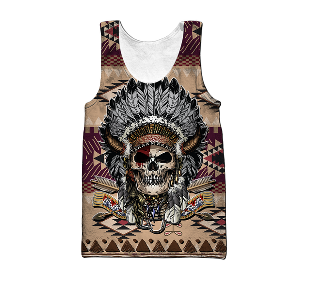 Love Skull native 3D all over printed for man and women QB06062004-Apparel-PL8386-Tank Top-S-Vibe Cosy™