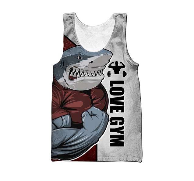 Gym shark 3d all over printed for man and women QB05292002-Apparel-PL8386-Tank top-S-Vibe Cosy™