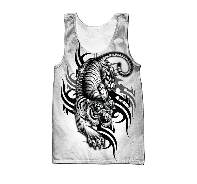 White Tiger Tribal Tattoo 3D All Over Printed Shirts For Men and Women