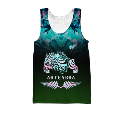 New zealand maori bulldog tattoo paua 3d all over printed shirt and short for man and women-Apparel-PL8386-Tank top-S-Vibe Cosy™