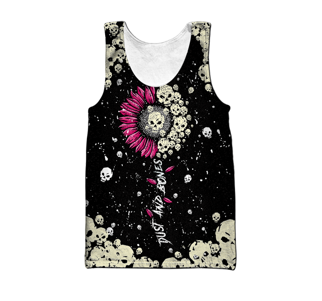 Love Sun Flower And Skull 3D all over for man and women QB05162002-Apparel-PL8386-Tank Top-S-Vibe Cosy™