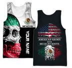 Mexican Skull-American Grown With American Roots 3D All Over Printed Shirts DQB10092003