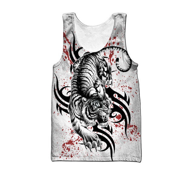 White Tiger Tattoo 3D All Over Printed Shirts For Men and Women