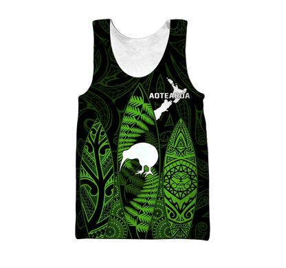 New zealand maori surf green 3d all over printed for men and women
