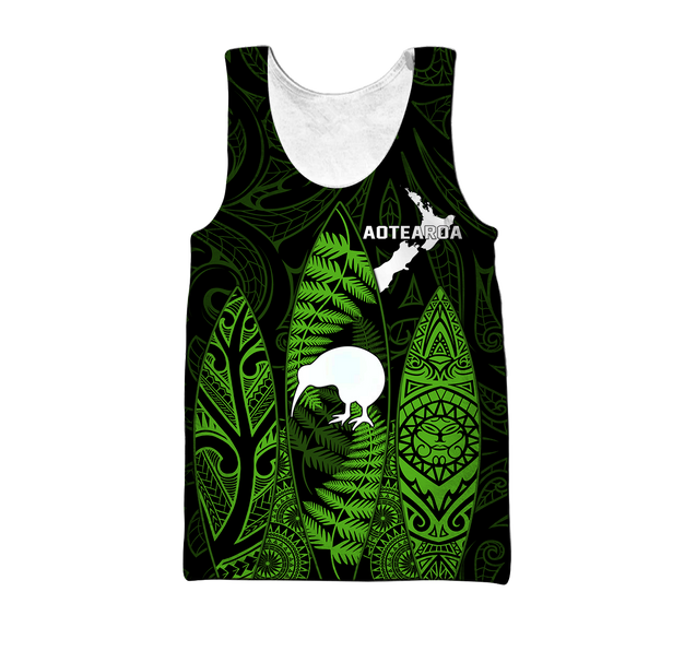 New zealand maori surf green 3d all over printed for men and women