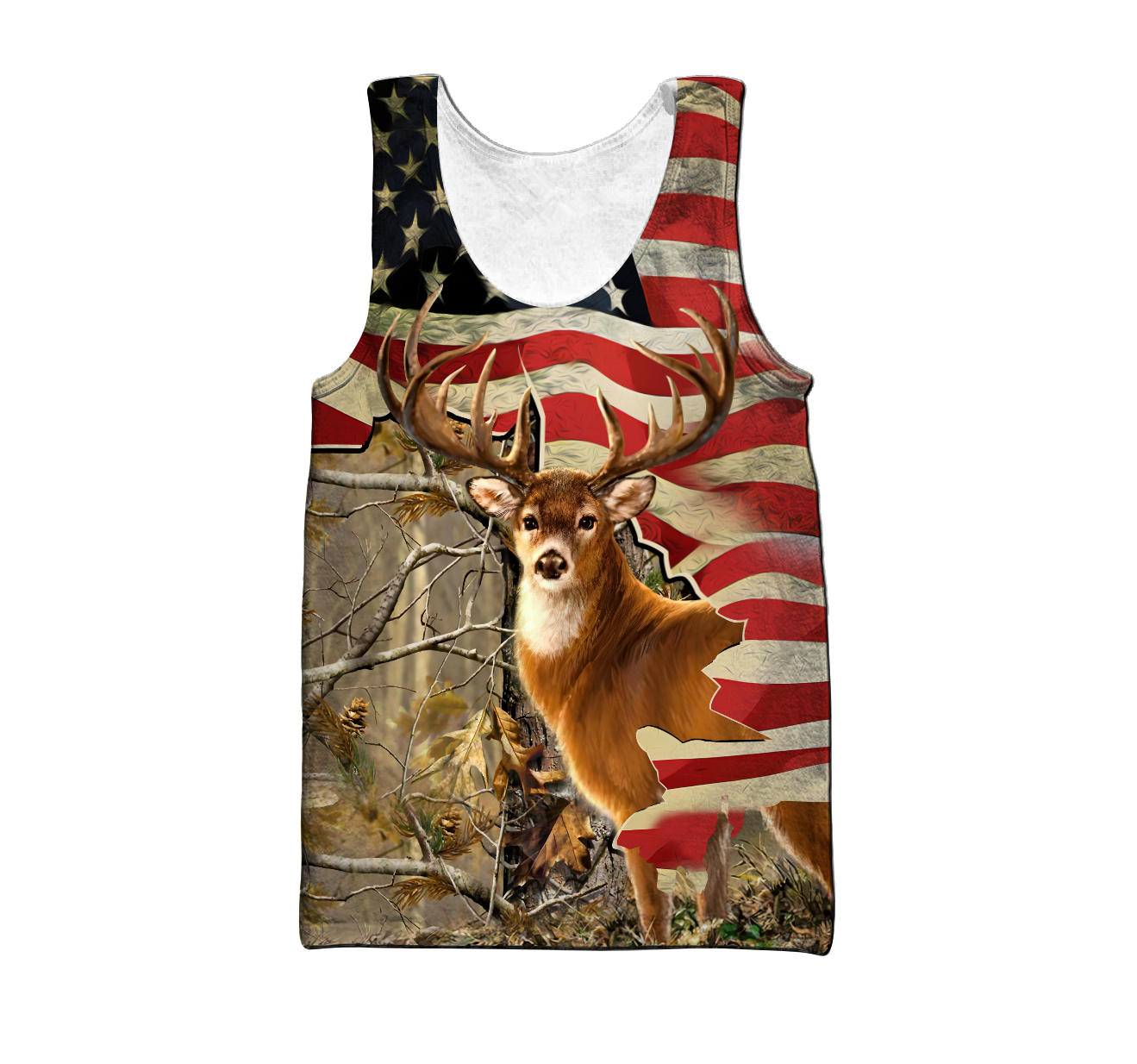 Deer Hunting America Flag 3D All Over Printed Shirts LAM