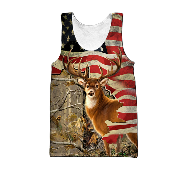 Deer Hunting America Flag 3D All Over Printed Shirts LAM