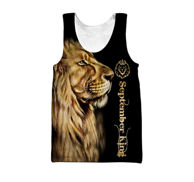 Custom Name September King Lion  3D All Over Printed Unisex Shirts