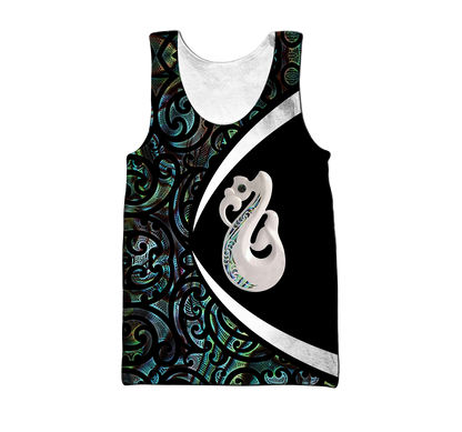 Aotearoa Manaia Silver Fern Paua Shell 3d all over printed shirt and short for man and women-Apparel-PL8386-Tank top-S-Vibe Cosy™