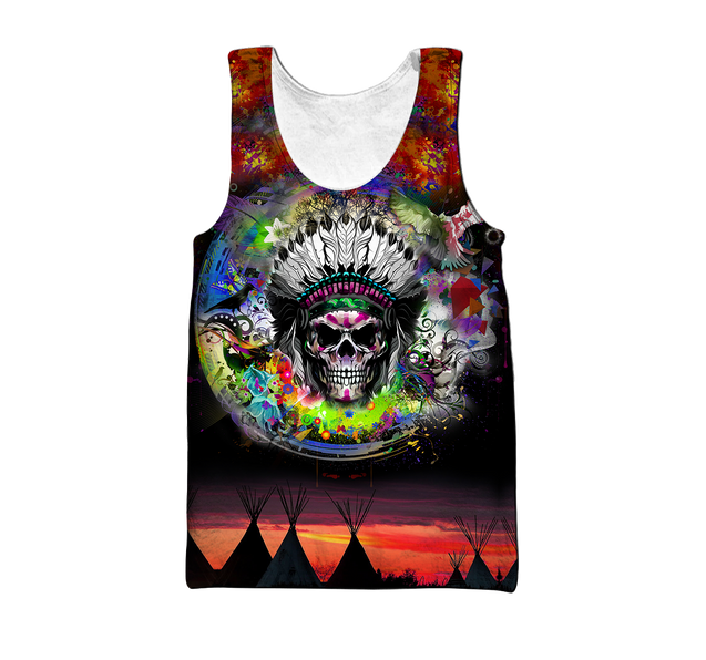 Love Skull native 3D all over printed for man and women QB06082002-Apparel-PL8386-Tank Top-S-Vibe Cosy™