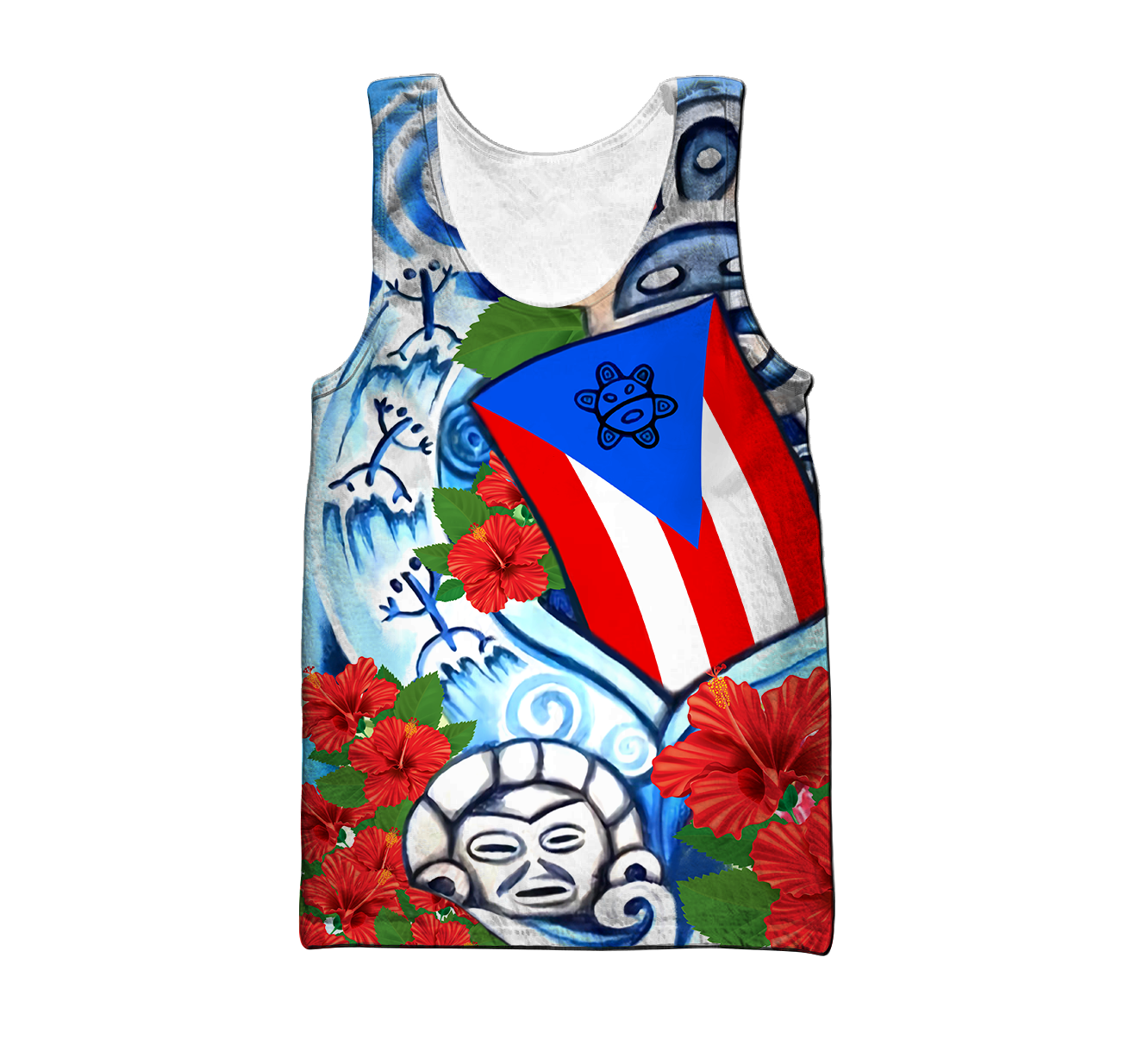 Puerto Rico Sol Taino Art Painting Shirt QB06202004-Apparel-TQH-Tank Top-S-Vibe Cosy™