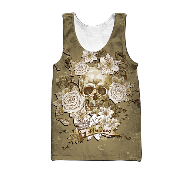 Skull day of the dead 3D all over printed for man and women QB05272003-Apparel-PL8386-Tank Top-S-Vibe Cosy™