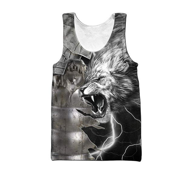 Lion Warrior Amor Tattoo 3D All Over Printed Unisex Shirts