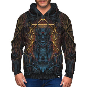 Three Eyed Owl Hoodie HC1403-Apparel-Huyencass-Zip-S-Vibe Cosy™