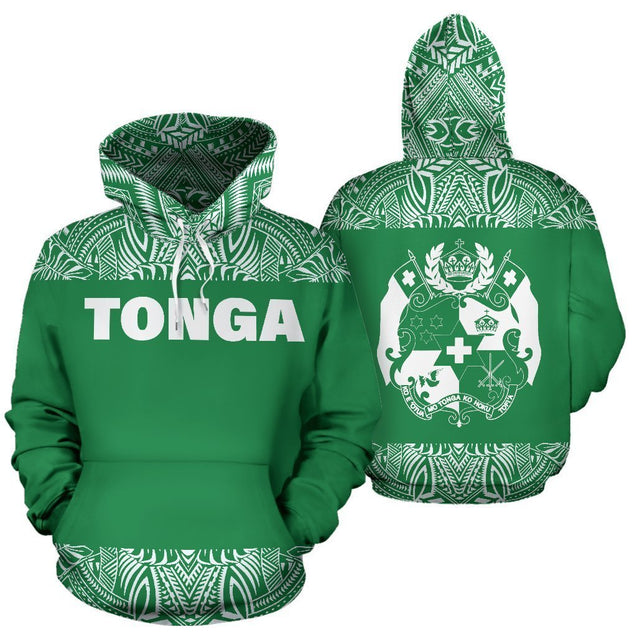 Tonga All Over Hoodie - Polynesian Green And White - BN09-Apparel-Phaethon-Hoodie-S-Vibe Cosy™
