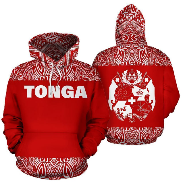 Tonga All Over Hoodie - Polynesian Red And White - BN09-Apparel-Phaethon-Hoodie-S-Vibe Cosy™