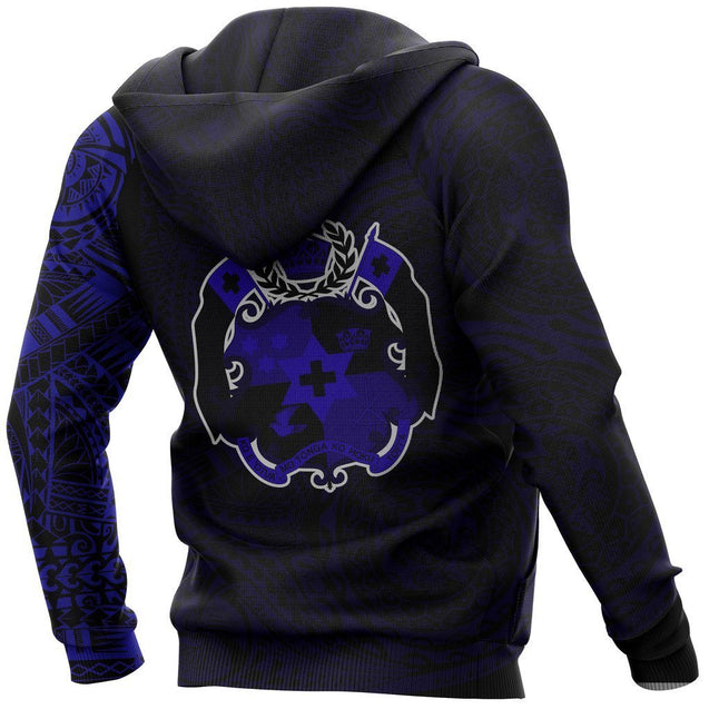 Tonga in My Heart Polynesian Tattoo Style Hoodie Blue-Apparel-Phaethon-Zipped Hoodie-S-Vibe Cosy™