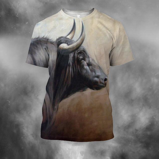 3D All Over Print Bull Art-Apparel-PHLong-T-Shirt-S-Vibe Cosy™