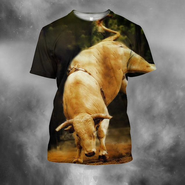 3D All Over Print Bull White Crazy Bull PHL102-Apparel-PHLong-T-Shirt-S-Vibe Cosy™