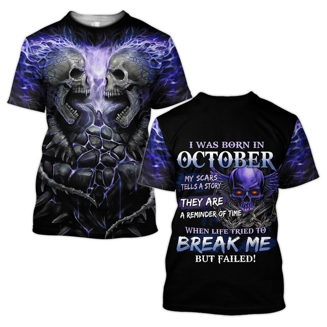 October Guy Skull 3D All Over Printed Shirts Pi24102010ST