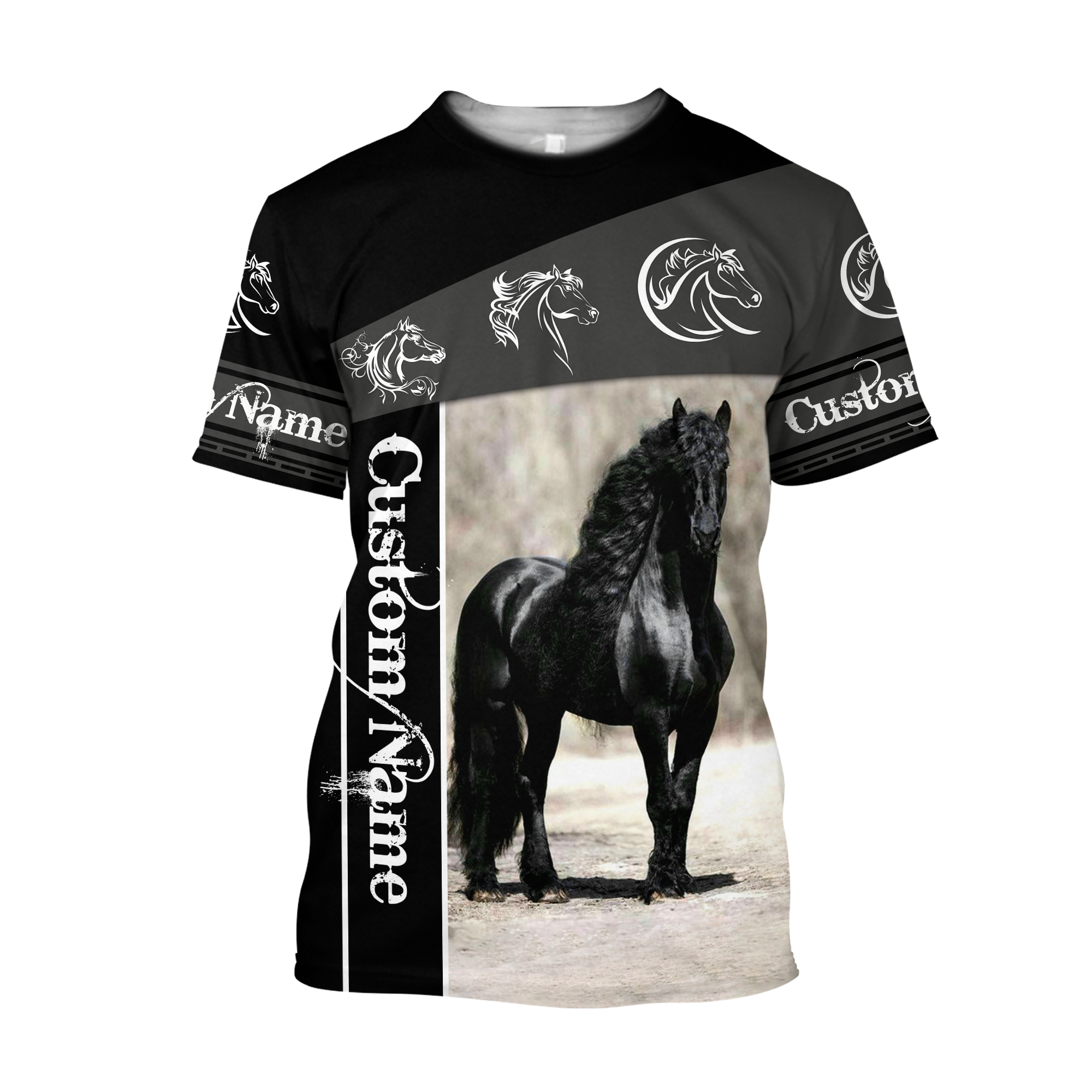 Black Horse Custom Name 3D All Over Printed Shirts TA09252001S