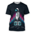 3D All Over Print Astronaut with boombox-Apparel-HbArts-T-Shirt-S-Vibe Cosy™