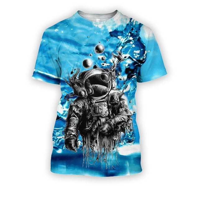 3D All Over Print Astronaut Under Water-Apparel-HbArts-T-Shirt-S-Vibe Cosy™