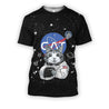 3D all over print cat astronaut-Apparel-HbArts-T-Shirt-S-Vibe Cosy™