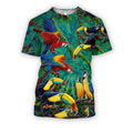All Over Printed Parrots Shirts H227B-Apparel-HbArts-T-Shirt-S-Vibe Cosy™