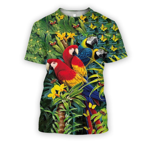 All Over Printed Parrots Shirts H242B-Apparel-HbArts-T-Shirt-S-Vibe Cosy™