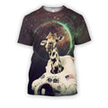 3D all over print astronaut giraffe in space-Apparel-HbArts-T-Shirt-S-Vibe Cosy™