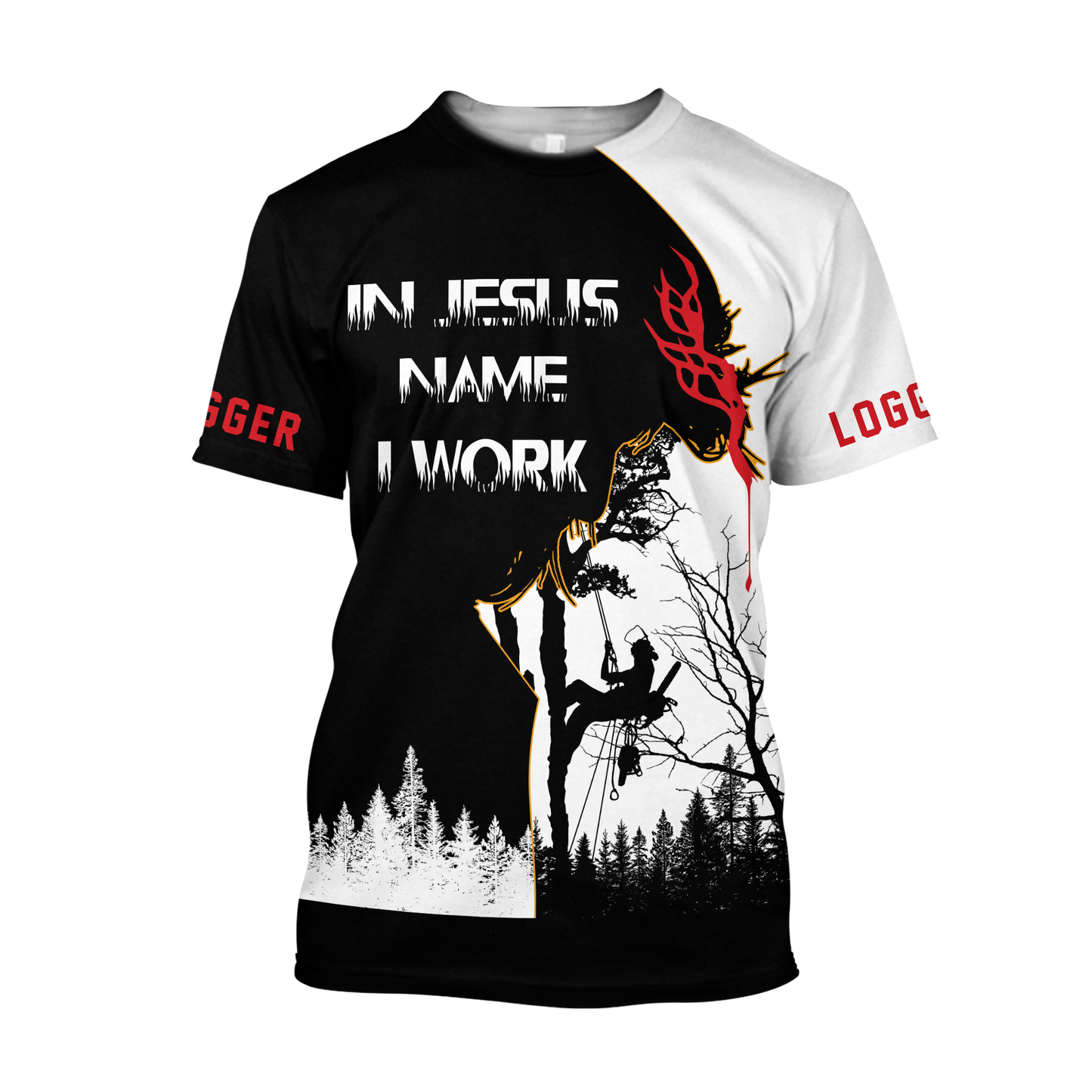 In Jesus Name I Work Logger Unisex Shirts Pi17102003