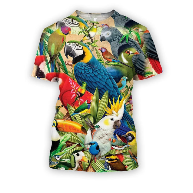 All Over Printed Parrots Shirts H201B-Apparel-HbArts-T-Shirt-S-Vibe Cosy™